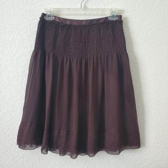 Tahari Arthur S. Levine Brown A-line Embroidered Sheer Overlay Skirt 2 Y2K - Picture 1 of 13